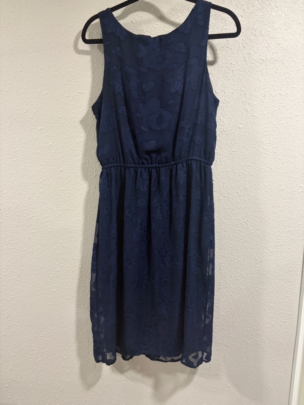 a new day Navy Blue Floral Lace Midi Dress
